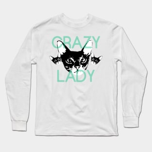 crazy cat lady blue Long Sleeve T-Shirt